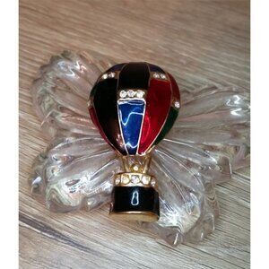 VINTAGE colorful gold enamel with rhinestone balloon brooch pin.